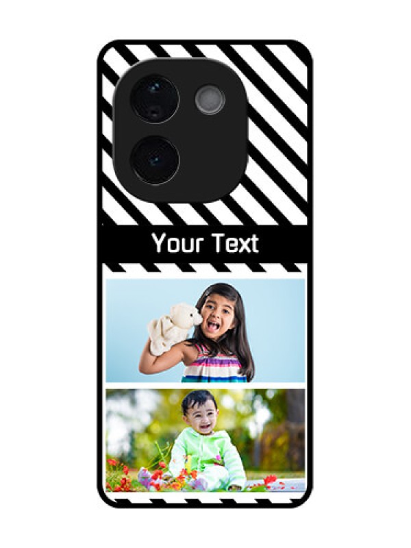 Custom Vivo T3 Pro 5G Custom Glass Phone CaseBlack And White Stripes Design