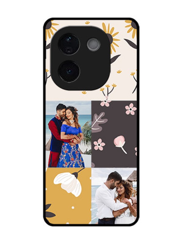 Custom Vivo T3 Pro 5G Custom Glass Phone Case3 Images With Floral Design