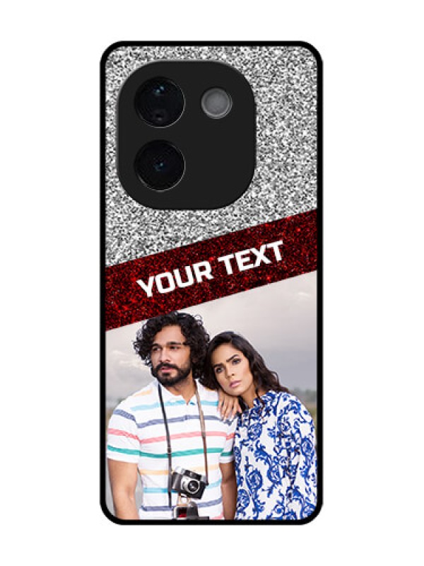 Custom Vivo T3 Pro 5G Custom Glass Phone CaseImage Holder With Glitter Strip Design