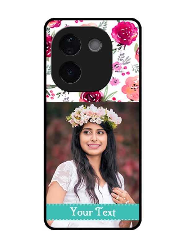 Custom Vivo T3 Pro 5G Custom Glass Phone CaseWater Colors Floral Design