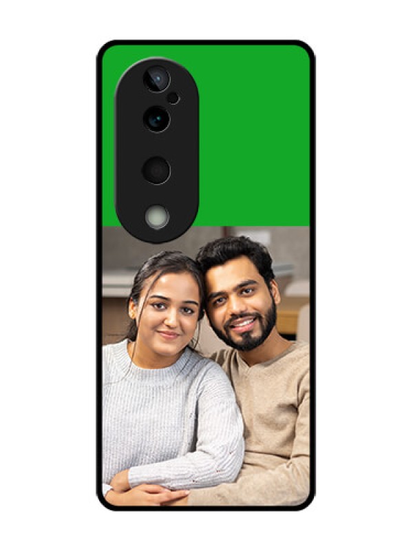 Custom Vivo T3 Ultra Custom Glass Phone CaseGreen Pattern Design