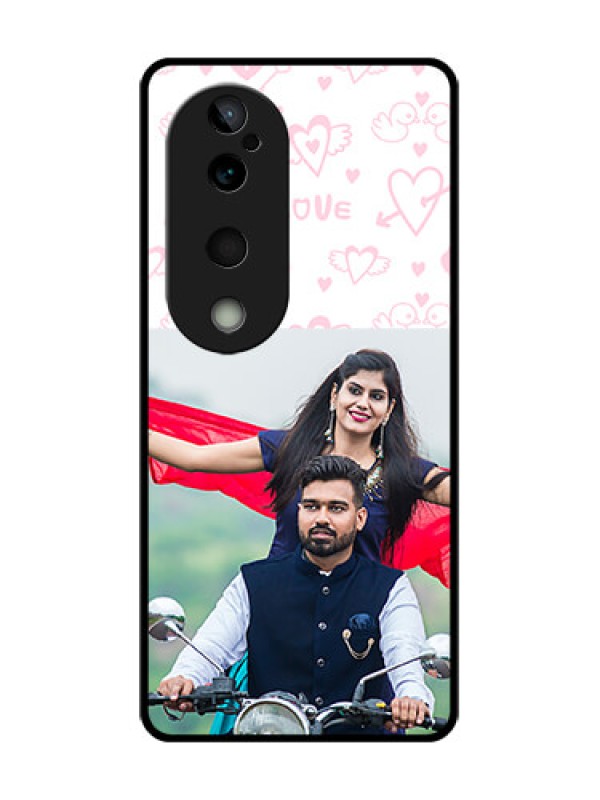 Custom Vivo T3 Ultra Custom Glass Phone CasePink Flying Heart Design