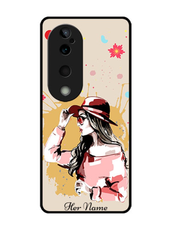Custom Vivo T3 Ultra Custom Glass Phone CaseWomen With Pink Hat Design