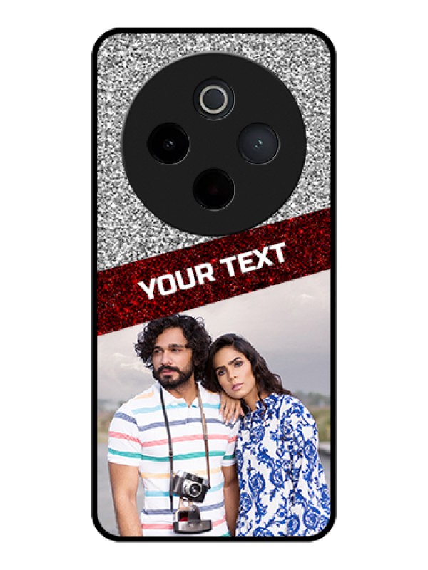 Custom Vivo T4 5G Custom Glass Phone Case - Image Holder With Glitter Strip Design