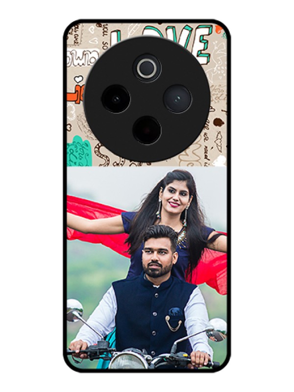 Custom Vivo T4 5G Custom Glass Phone Case - Love Doodle Pattern