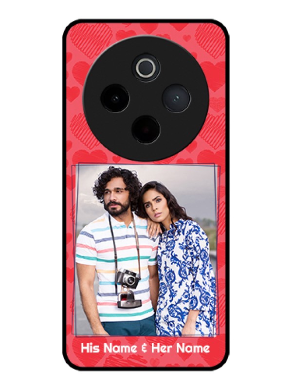Custom Vivo T4 5G Custom Glass Phone Case - With Red Heart Symbols Design