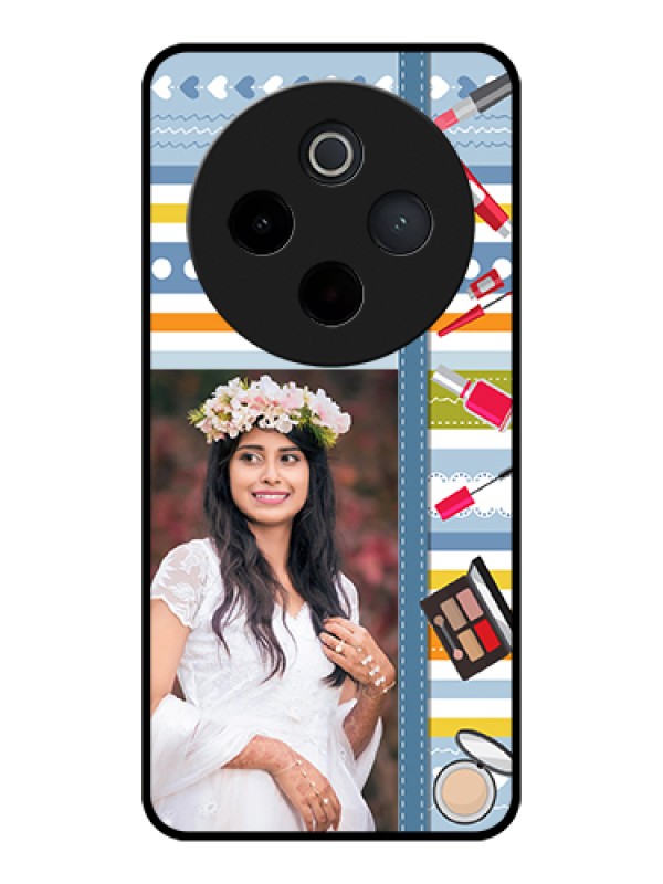 Custom Vivo T4 5G Custom Glass Phone Case - Makeup Icons Design
