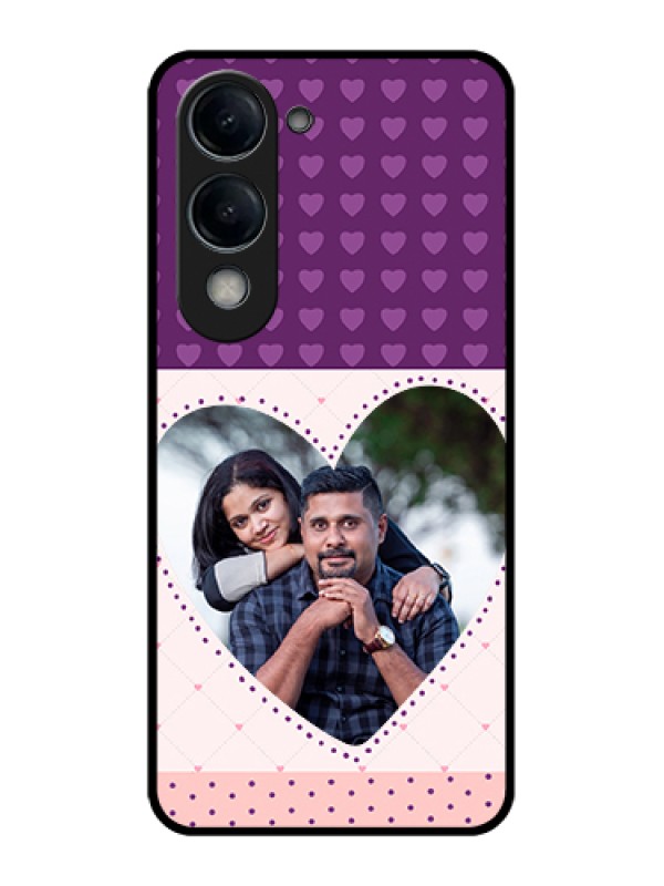 Custom Vivo T4 Lite Custom Glass Phone Case - Violet Love Dots Design