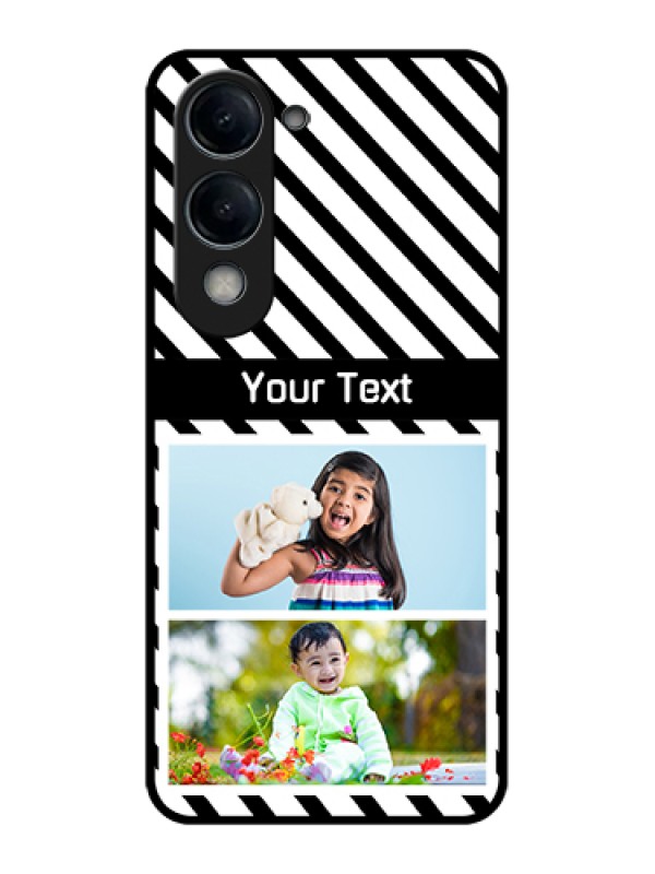 Custom Vivo T4 Lite Custom Glass Phone Case - Black And White Stripes Design