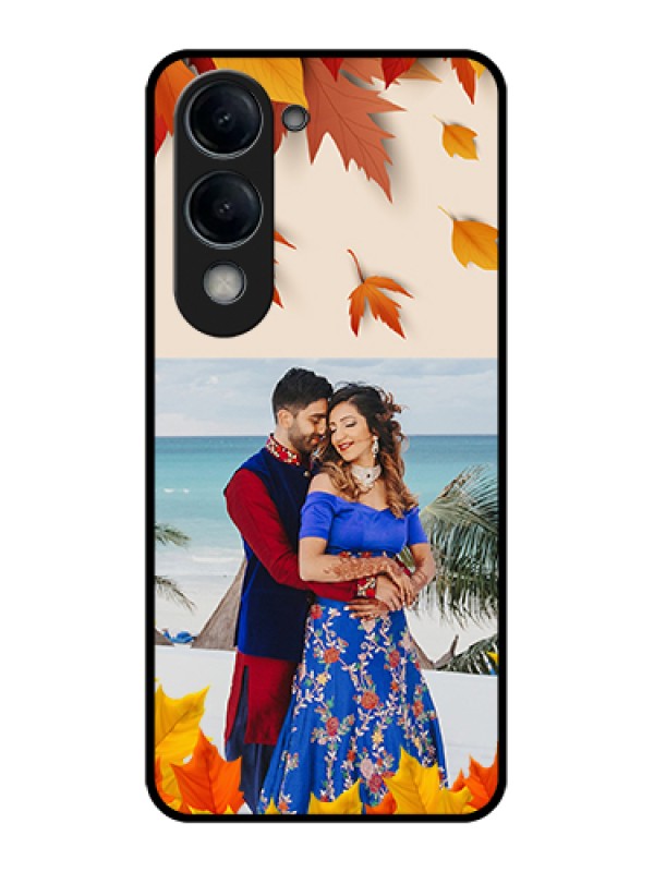 Custom Vivo T4 Lite Custom Glass Phone Case - Autumn Maple Leaves Design
