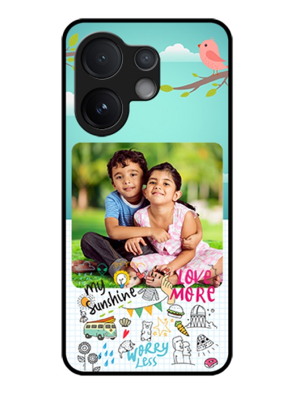 Custom Vivo T4 Pro 5G Custom Glass Phone Case - Doodle Love Design