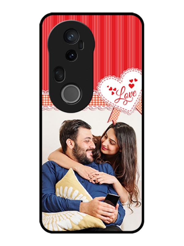 Custom Vivo T4 Ultra 5G Custom Glass Phone Case - Red Love Pattern Design