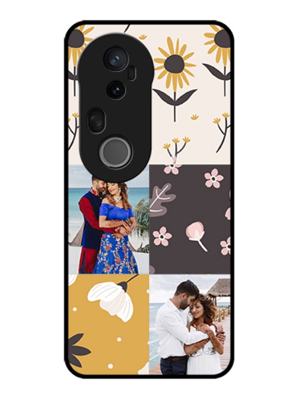 Custom Vivo T4 Ultra 5G Custom Glass Phone Case - 3 Images With Floral Design