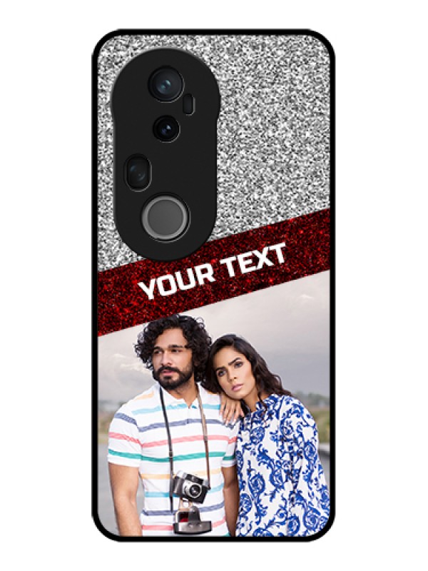 Custom Vivo T4 Ultra 5G Custom Glass Phone Case - Image Holder With Glitter Strip Design