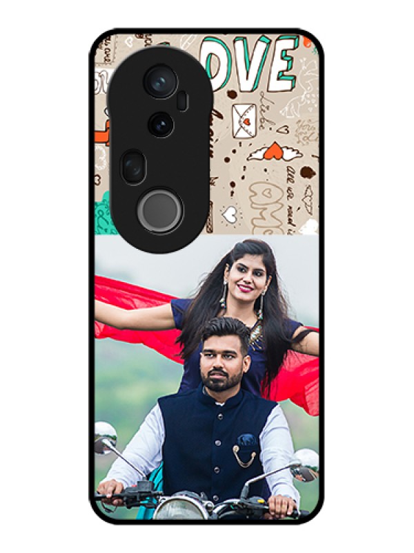 Custom Vivo T4 Ultra 5G Custom Glass Phone Case - Love Doodle Pattern