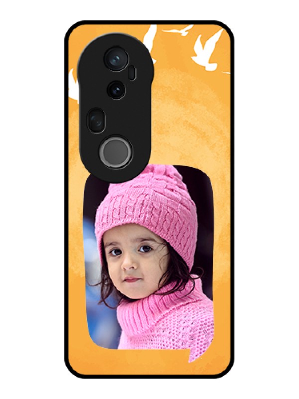 Custom Vivo T4 Ultra 5G Custom Glass Phone Case - Water Color Design With Bird Icons
