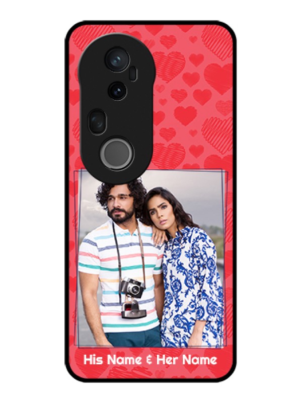 Custom Vivo T4 Ultra 5G Custom Glass Phone Case - With Red Heart Symbols Design