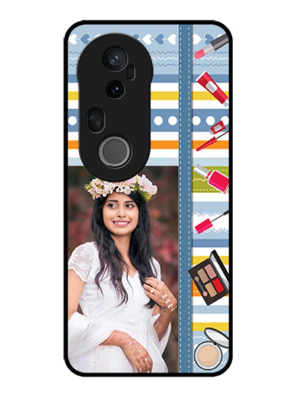 Custom Vivo T4 Ultra 5G Custom Glass Phone Case - Makeup Icons Design