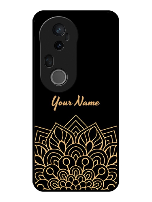 Custom Vivo T4 Ultra 5G Custom Glass Phone Case - Golden Mandala Design
