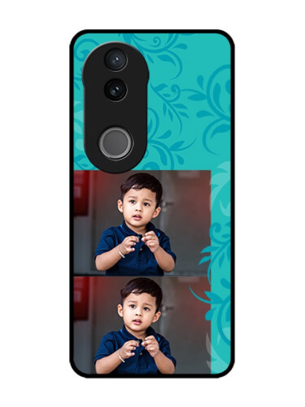 Custom Vivo T4R 5G Custom Glass Phone Case - With Photo And Green Floral Design