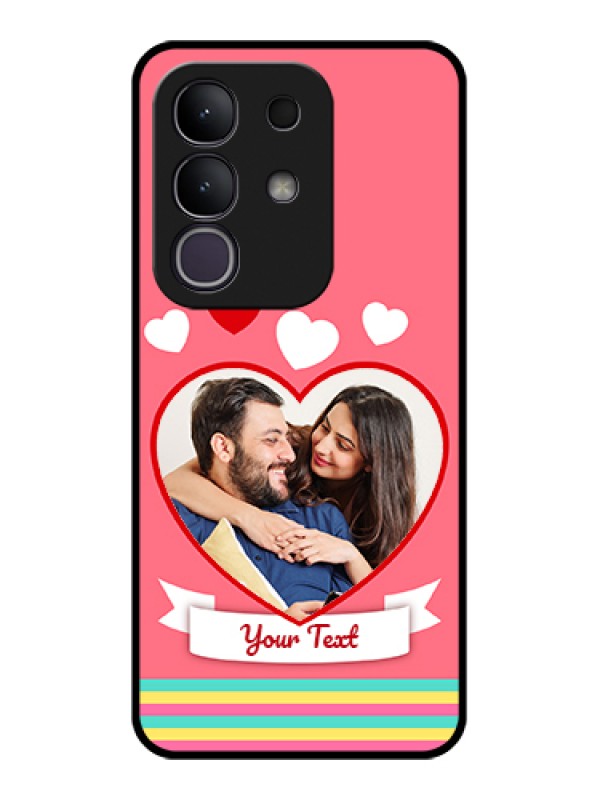 Custom Vivo T4x 5G Custom Glass Phone Case - Love Shapes Doodle Design