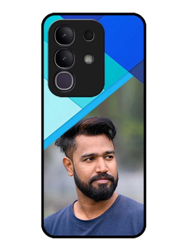 Custom Vivo T4x 5G Custom Glass Phone Case - Blue Pattern Design