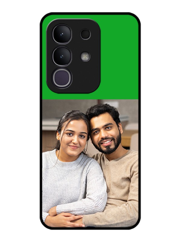 Custom Vivo T4x 5G Custom Glass Phone Case - Green Pattern Design