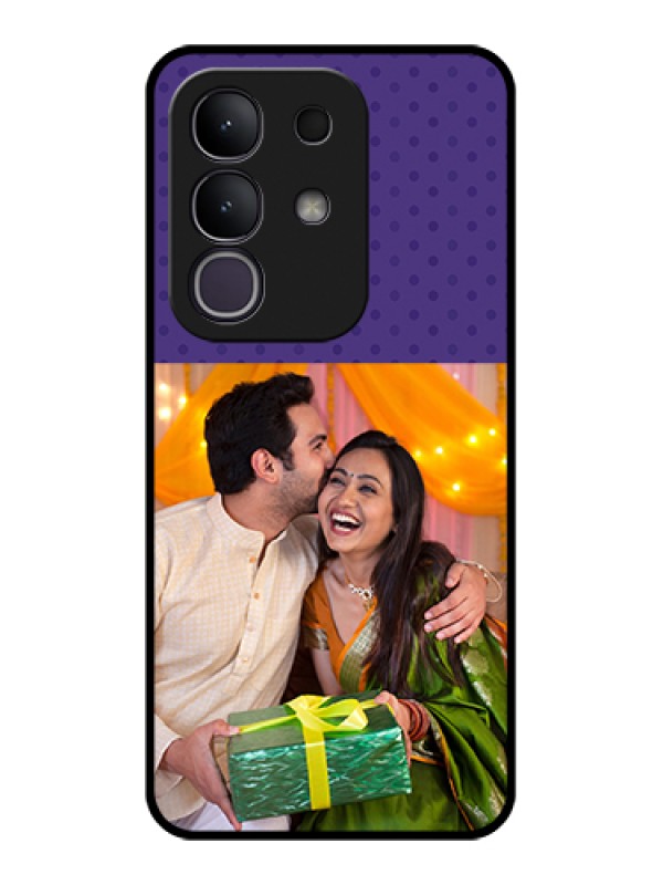Custom Vivo T4x 5G Custom Glass Phone Case - Violet Colored Pattern Design
