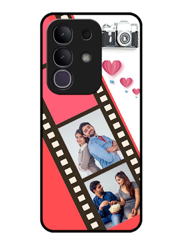 Custom Vivo T4x 5G Custom Glass Phone Case - 3 Image Holder With Film Reel