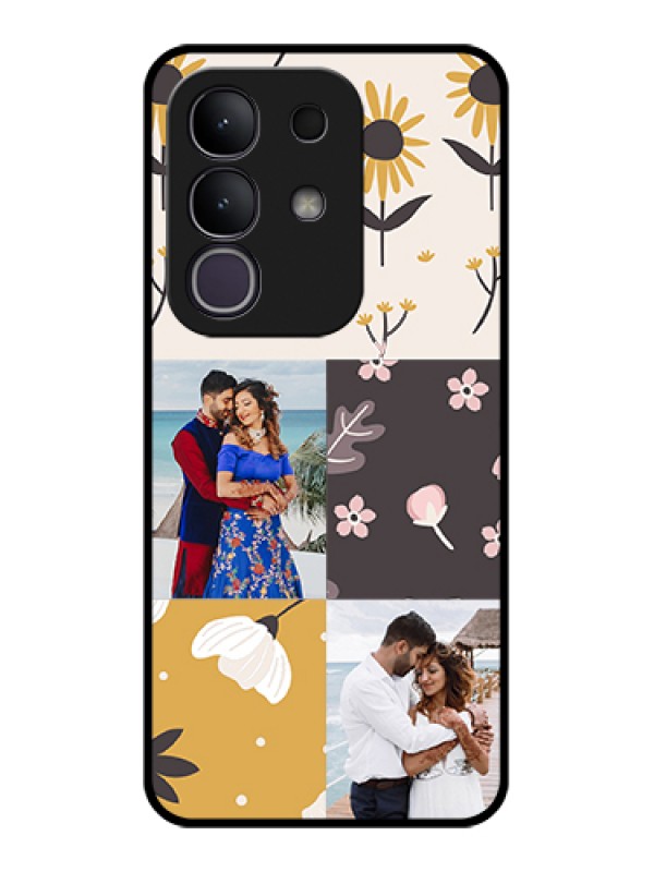 Custom Vivo T4x 5G Custom Glass Phone Case - 3 Images With Floral Design