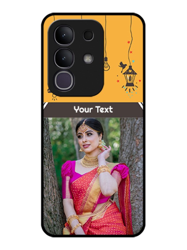 Custom Vivo T4x 5G Custom Glass Phone Case - With Family Picture And Icons