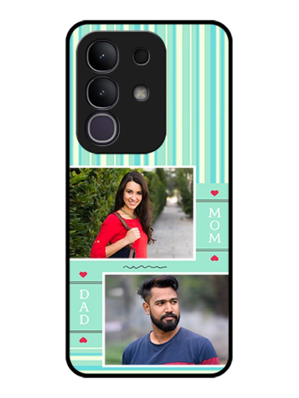 Custom Vivo T4x 5G Custom Glass Phone Case - Mom & Dad Pic Design