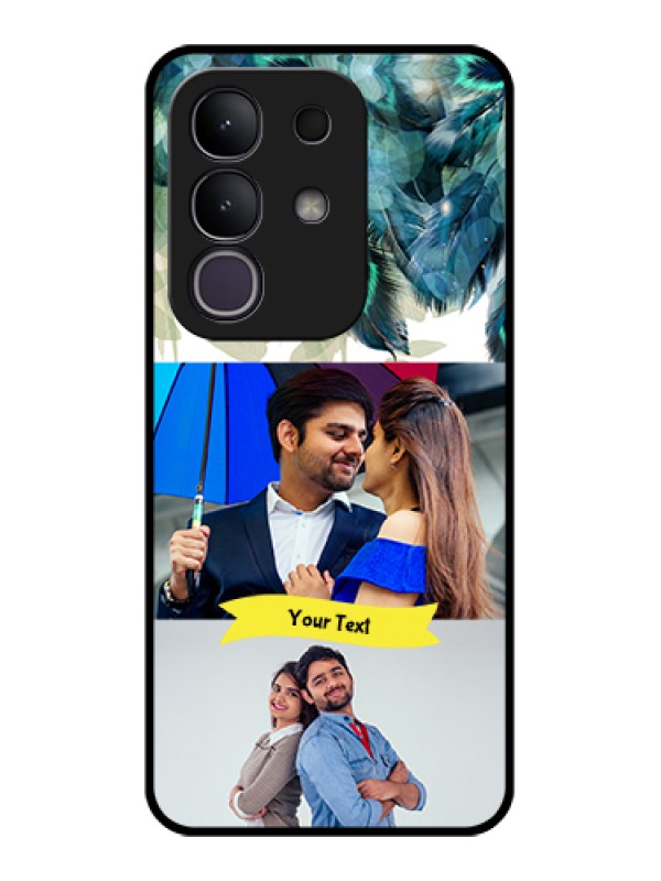 Custom Vivo T4x 5G Custom Glass Phone Case - Image With Boho Peacock Feather Design