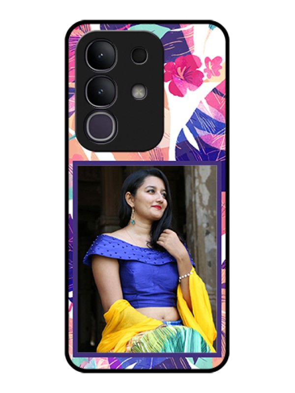 Custom Vivo T4x 5G Custom Glass Phone Case - Abstract Floral Design