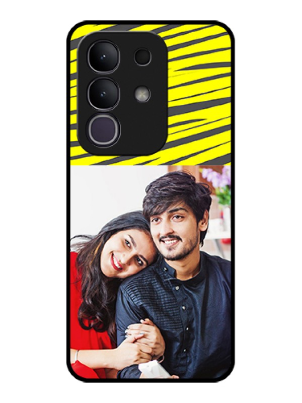 Custom Vivo T4x 5G Custom Glass Phone Case - Yellow Abstract Design