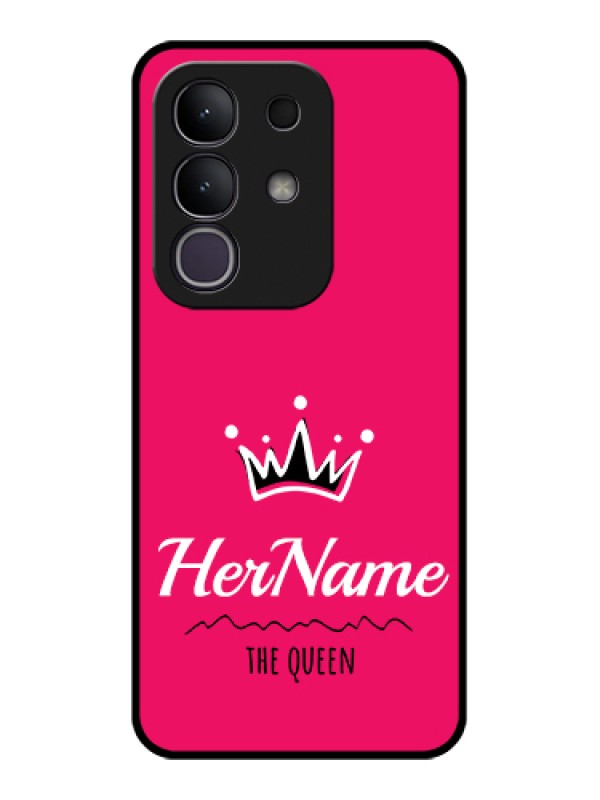 Custom Vivo T4x 5G Custom Glass Phone Case - Queen With Name Design