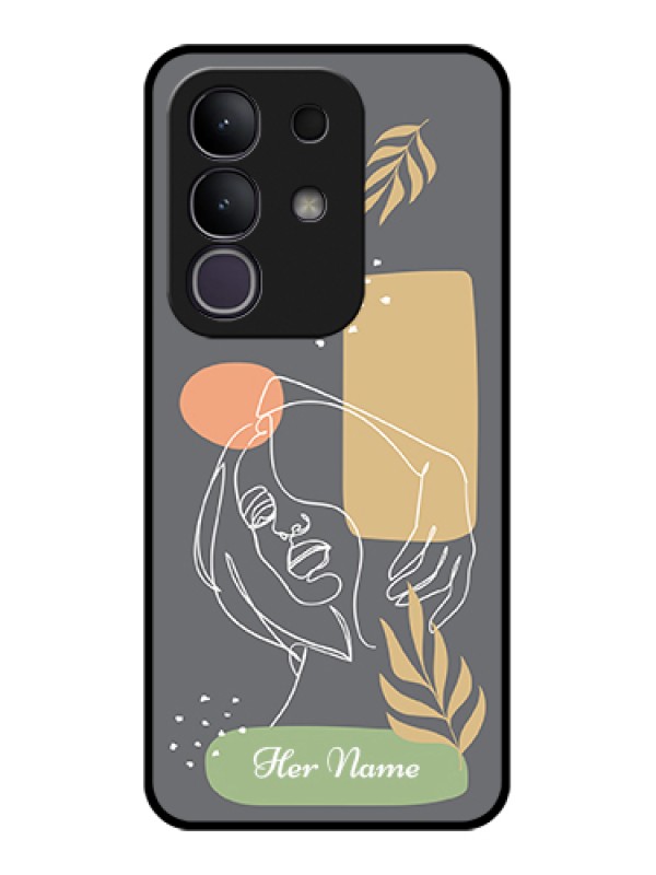 Custom Vivo T4x 5G Custom Glass Phone Case - Gazing Woman Line Art Design