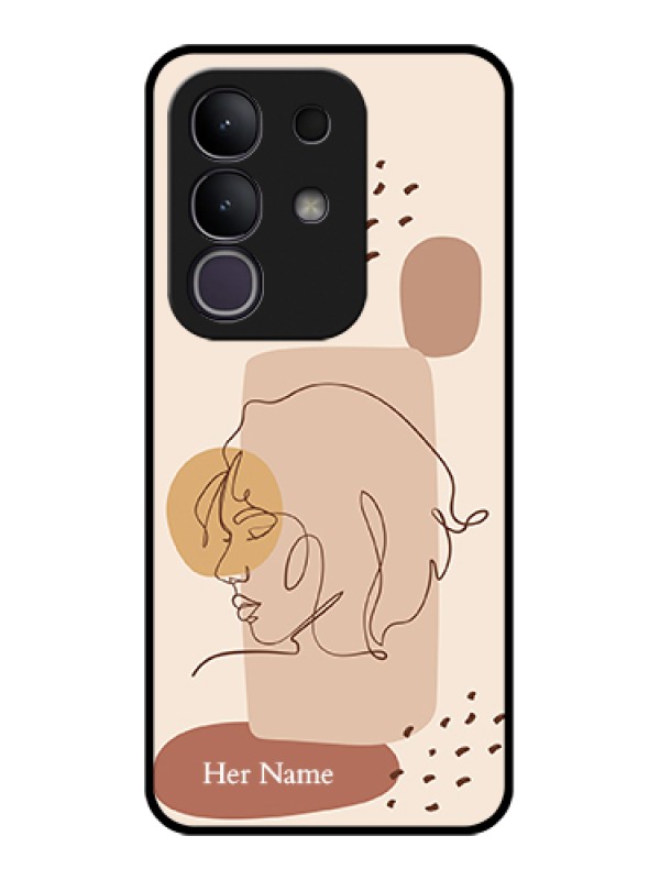 Custom Vivo T4x 5G Custom Glass Phone Case - Calm Woman Line Art Design