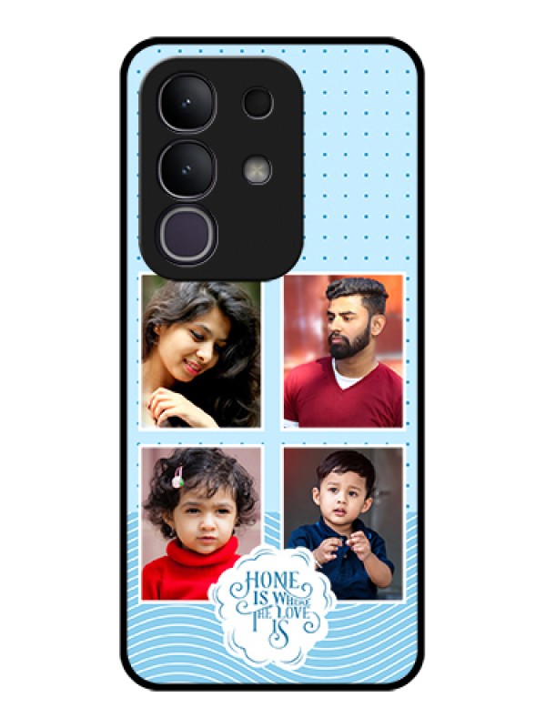 Custom Vivo T4x 5G Custom Glass Phone Case - Cute Love Quote With 4 Pic Upload Design