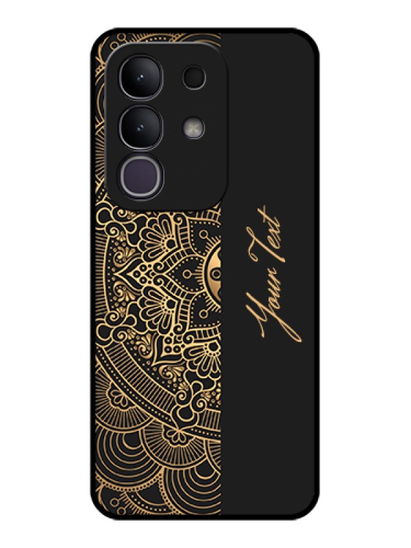 Custom Vivo T4x 5G Custom Glass Phone Case - Mandala Art With Custom Text Design