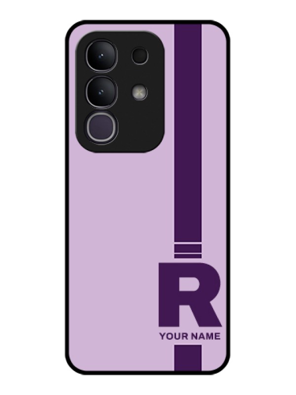 Custom Vivo T4x 5G Custom Glass Phone Case - Simple Dual Tone Stripe With Name Design