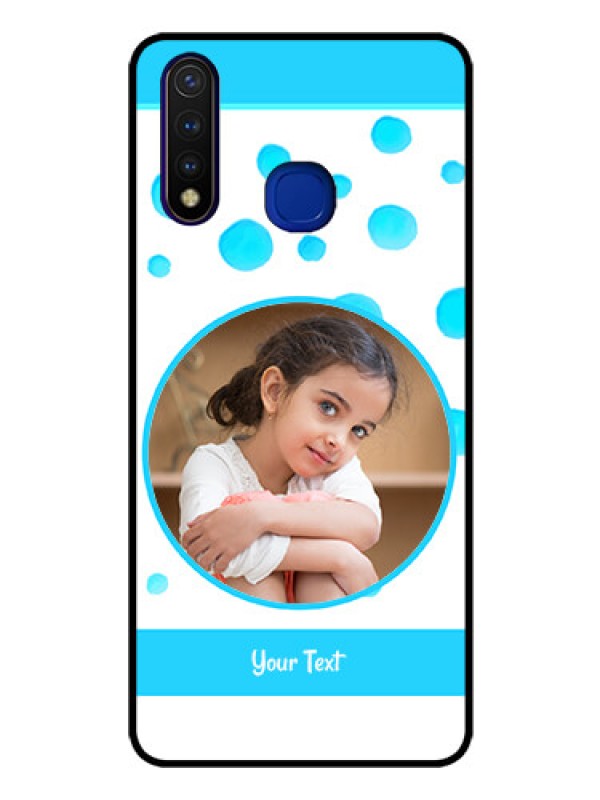 Custom Vivo U20 Photo Printing on Glass Case  - Blue Bubbles Pattern Design