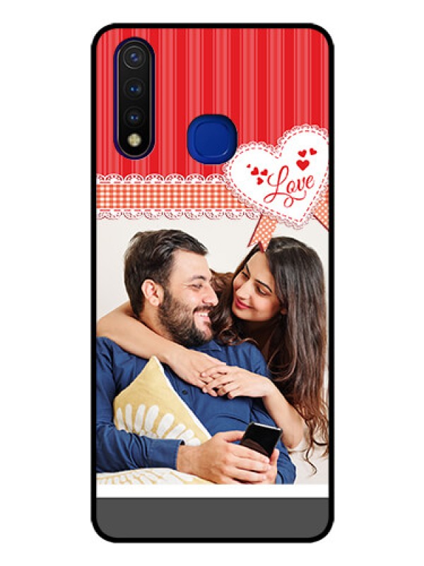 Custom Vivo U20 Custom Glass Mobile Case  - Red Love Pattern Design