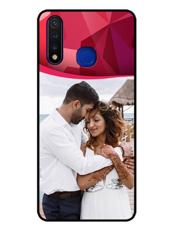 Custom Vivo U20 Custom Glass Mobile Case  - Red Abstract Design