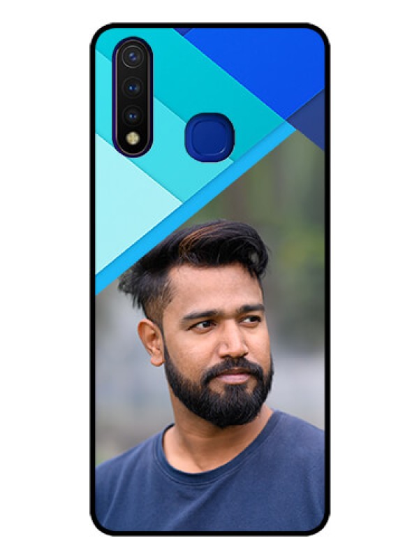 Custom Vivo U20 Custom Glass Phone Case  - Blue Pattern Design