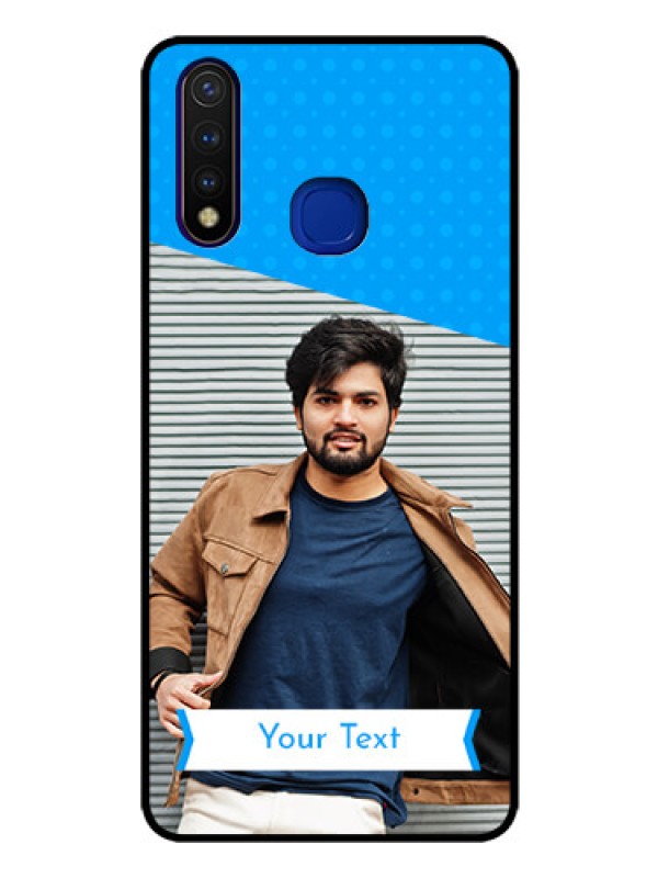 Custom Vivo U20 Photo Printing on Glass Case  - Simple Blue Color Design