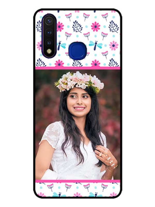 Custom Vivo U20 Photo Printing on Glass Case  - Colorful Flower Design