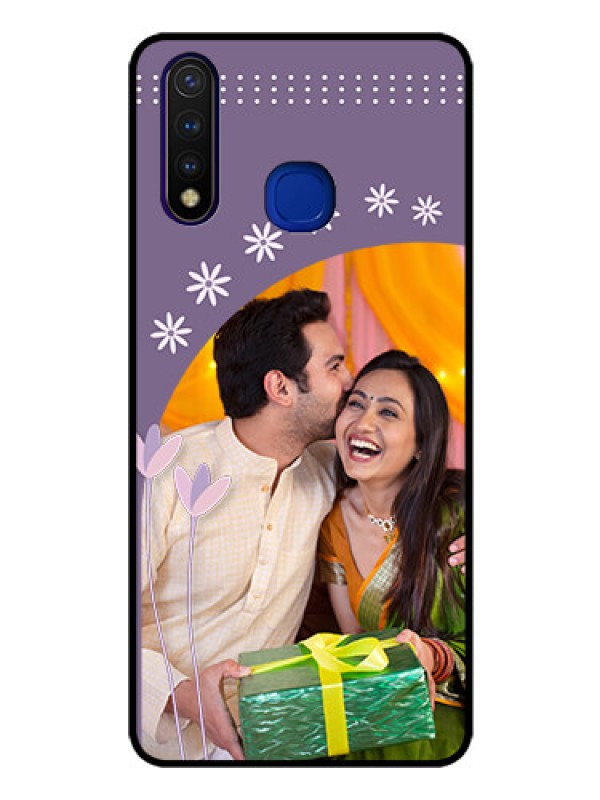 Custom Vivo U20 Custom Glass Mobile Case  - Lavender flowers design 