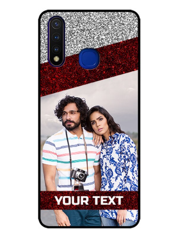 Custom Vivo U20 Personalized Glass Phone Case  - Image Holder with Glitter Strip Design