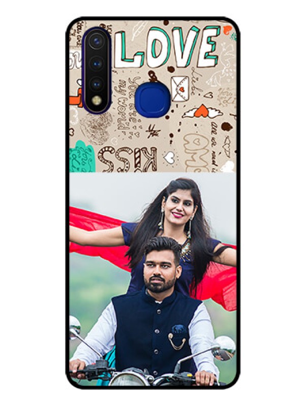 Custom Vivo U20 Custom Glass Phone Case  - Love Doodle Pattern 